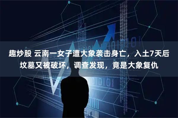 趣炒股 云南一女子遭大象袭击身亡，入土7天后坟墓又被破坏，调查发现，竟是大象复仇
