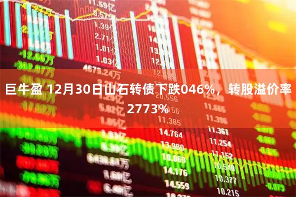 巨牛盈 12月30日山石转债下跌046%，转股溢价率2773%