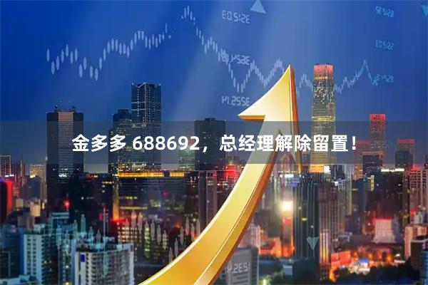 金多多 688692，总经理解除留置！